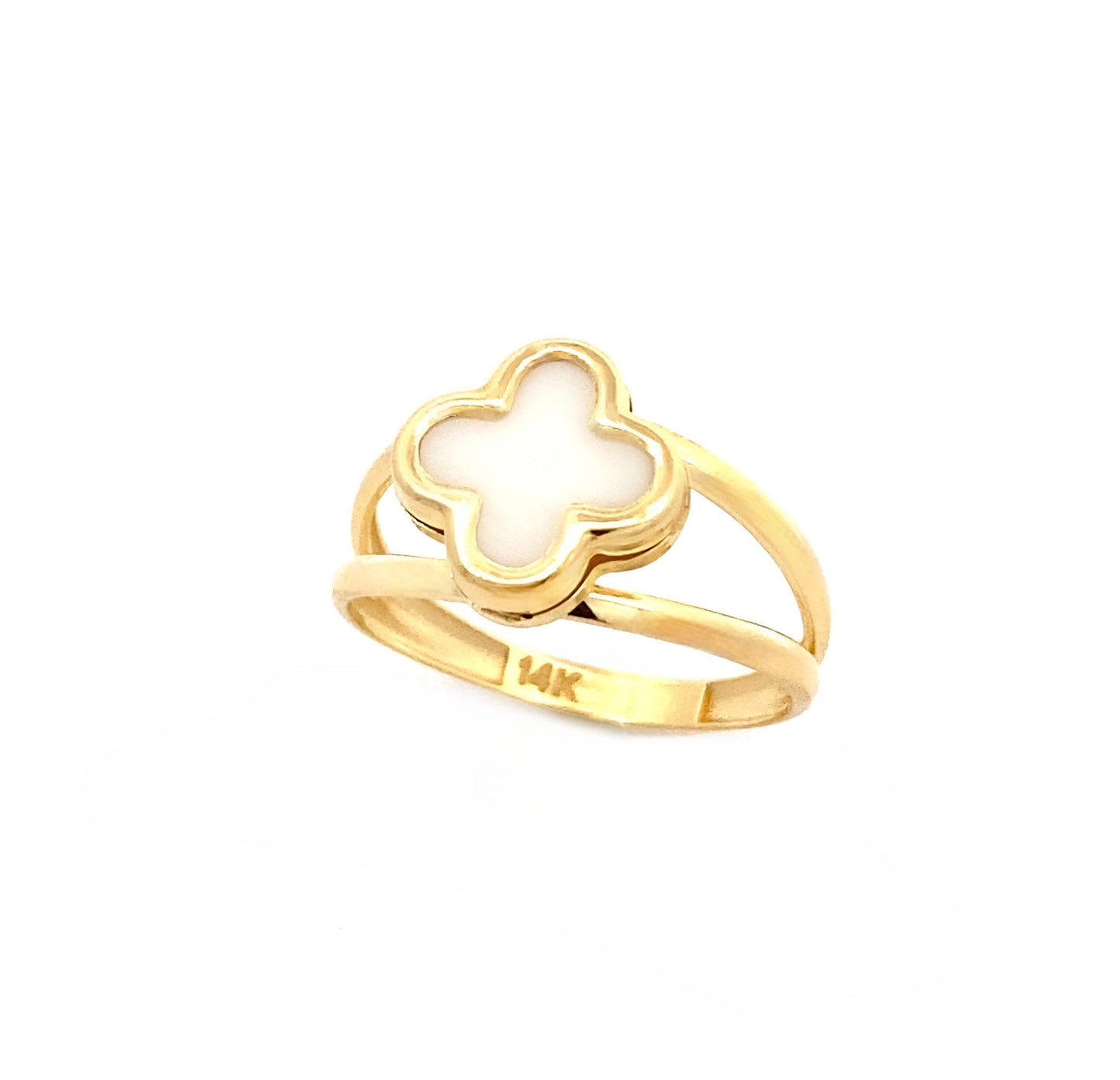 14K Solid Yellow Gold Clover Ring, trendy gold ring, solid yellow gold ring, white clover ring, black clover ring, trendy gold ring, gift, mother’s day gift., valentine’s day gift, birthday gift, anniversary gift.