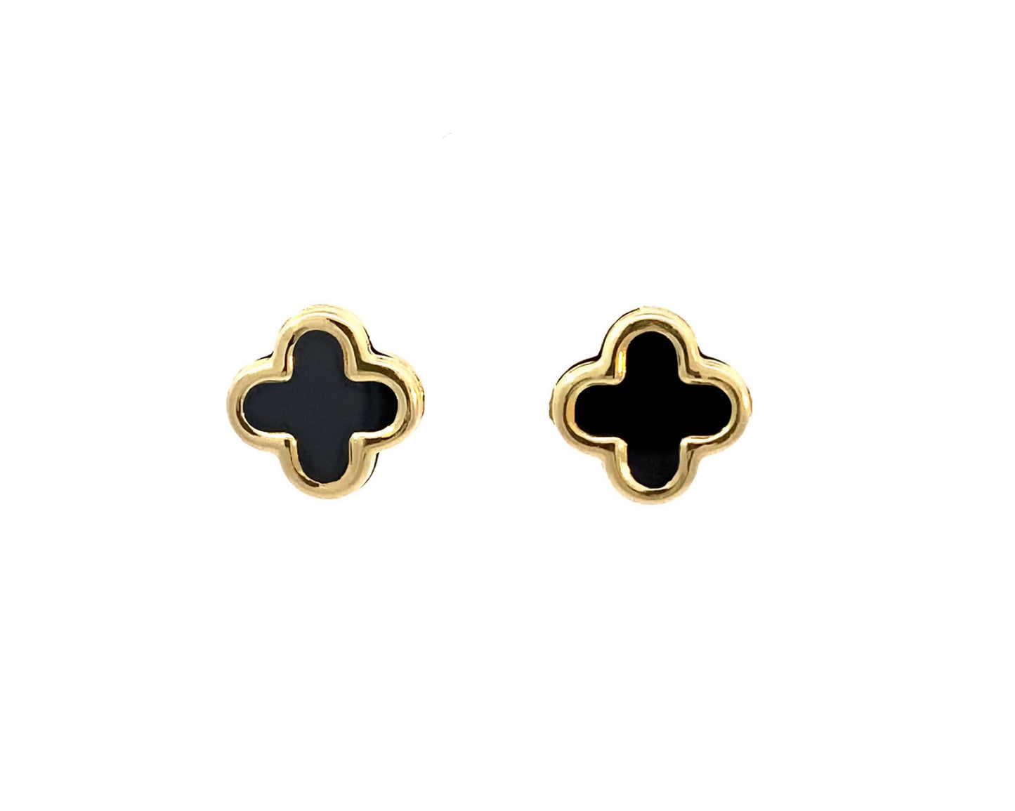 14K Solid Yellow Gold Clover Earrings, trendy clover earrings, white clover earrings, black clover earrings, trendy 14k clover earrings, birthday gift, Valentin’s day gift. Mother’s day gift.