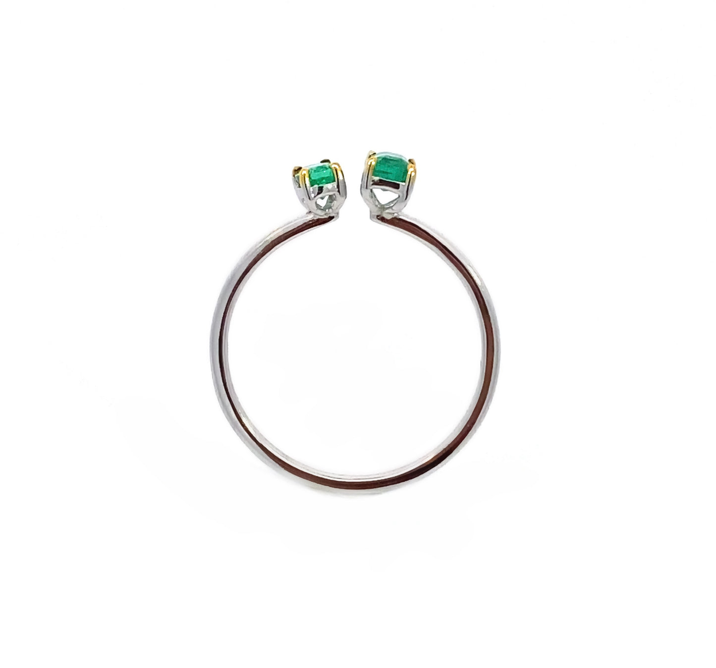 18K White Gold Mix Emerald Shape Open Ring, cute emerald ring, trendy multi shape emerald ring, green emerald ring, natural emerald ring.