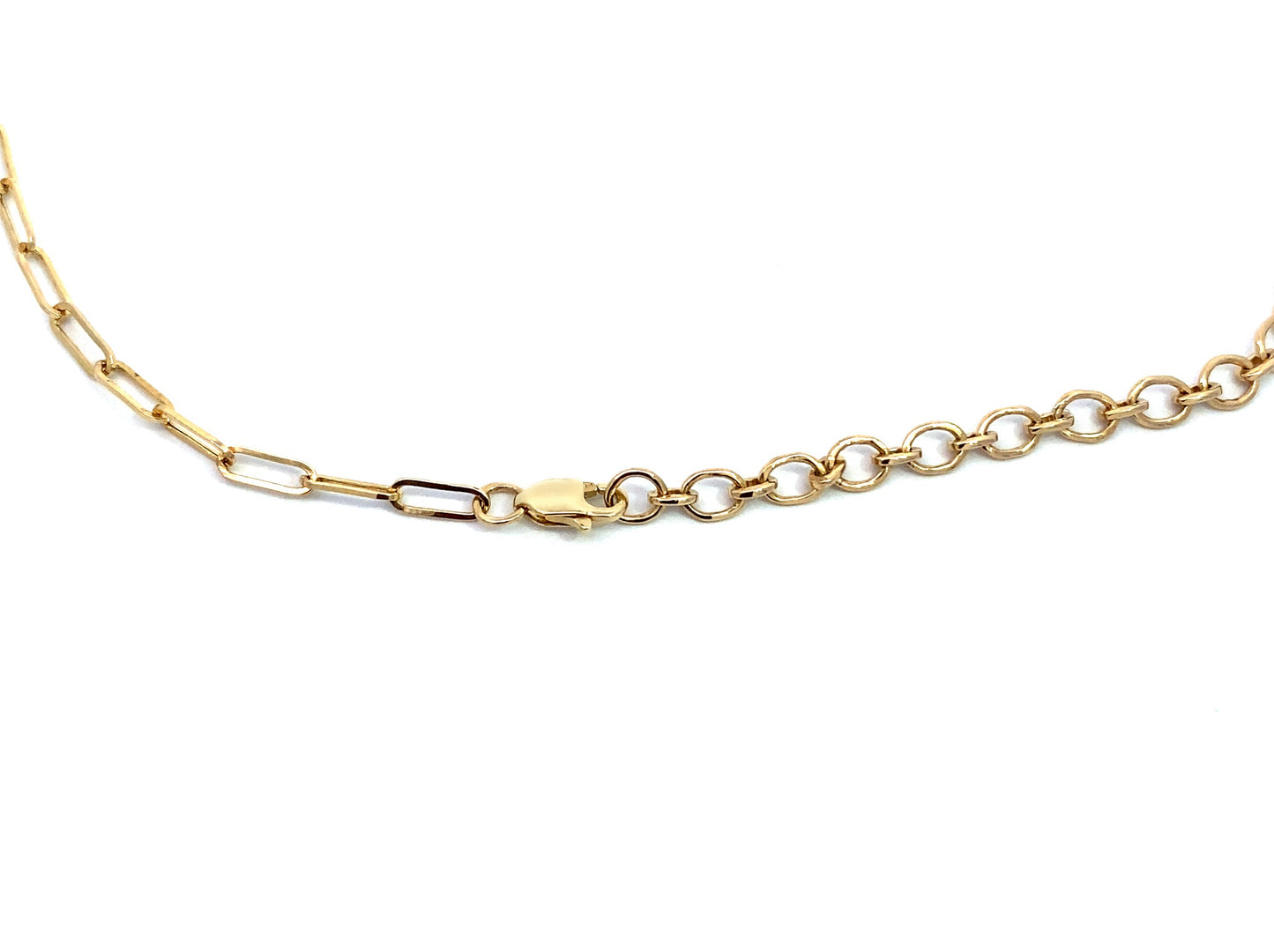 14K Yellow Gold Ruby Gemstones Paper Clip Pendant Lariat Necklace, Natural Ruby Necklace, Natural Ruby Pendant, Dark Ruby Pendant. Trendy Paperclip Ruby Necklace. 14K Solid Yellow Gold paperclip Necklace.