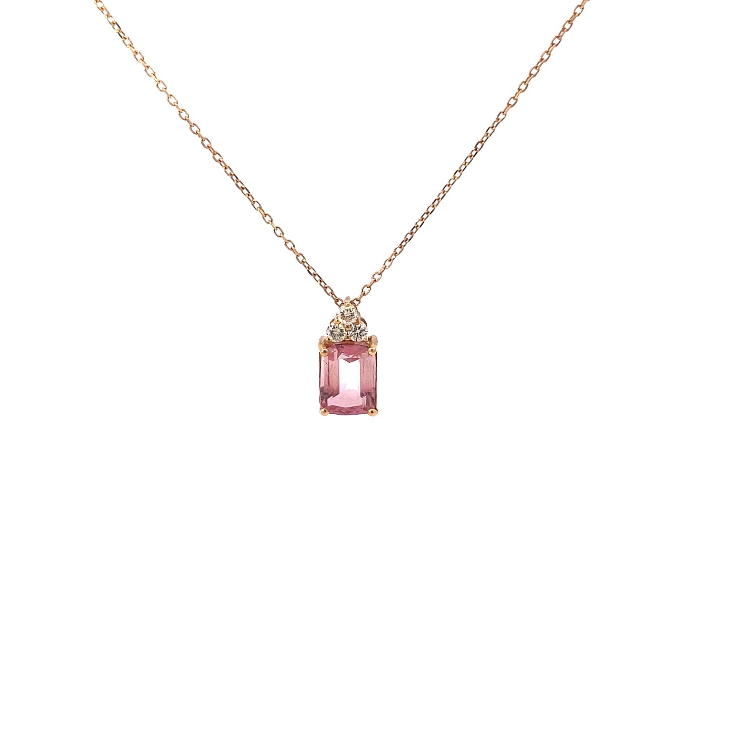 18K Yellow Gold Tourmaline and Diamond Pendant Necklace