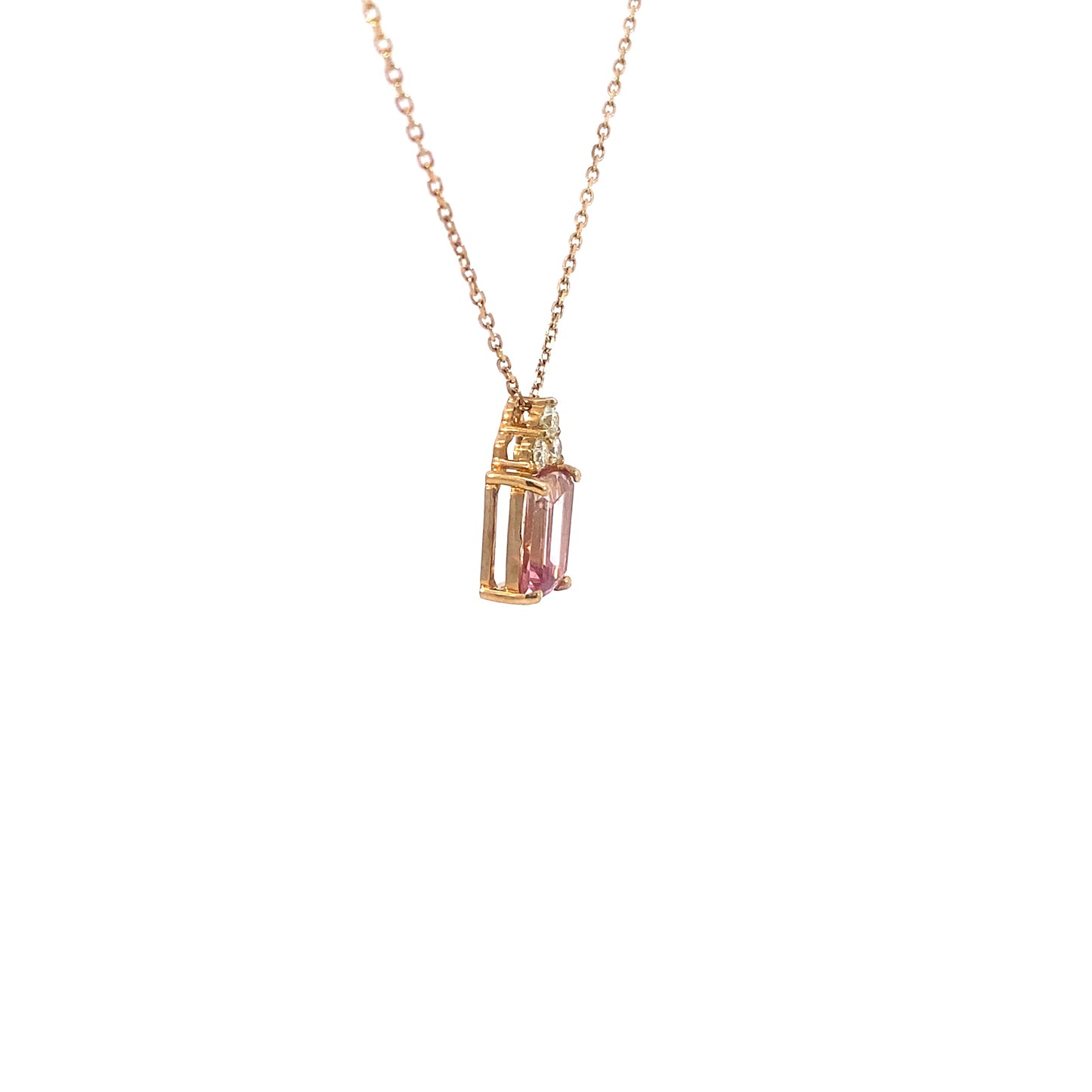 18K Yellow Gold Tourmaline and Diamond Pendant Necklace