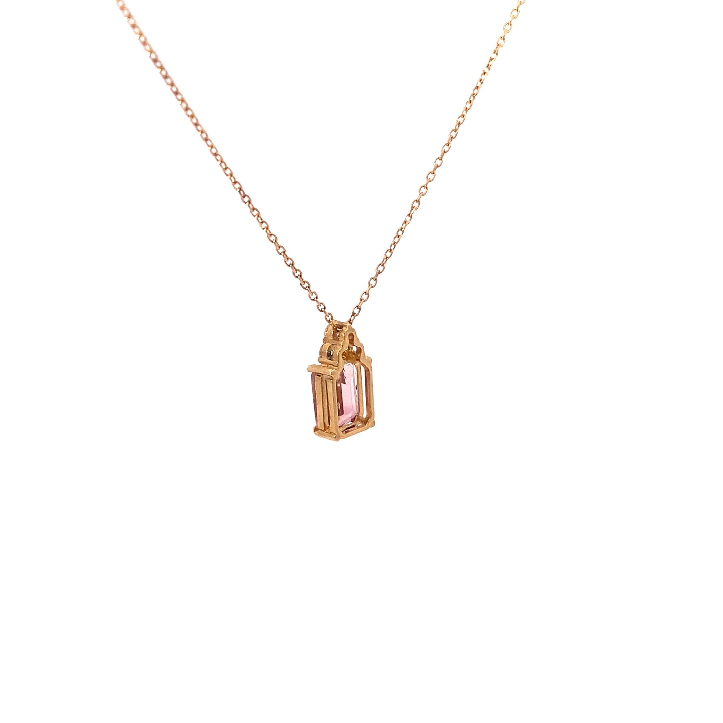 18K Yellow Gold Tourmaline and Diamond Pendant Necklace