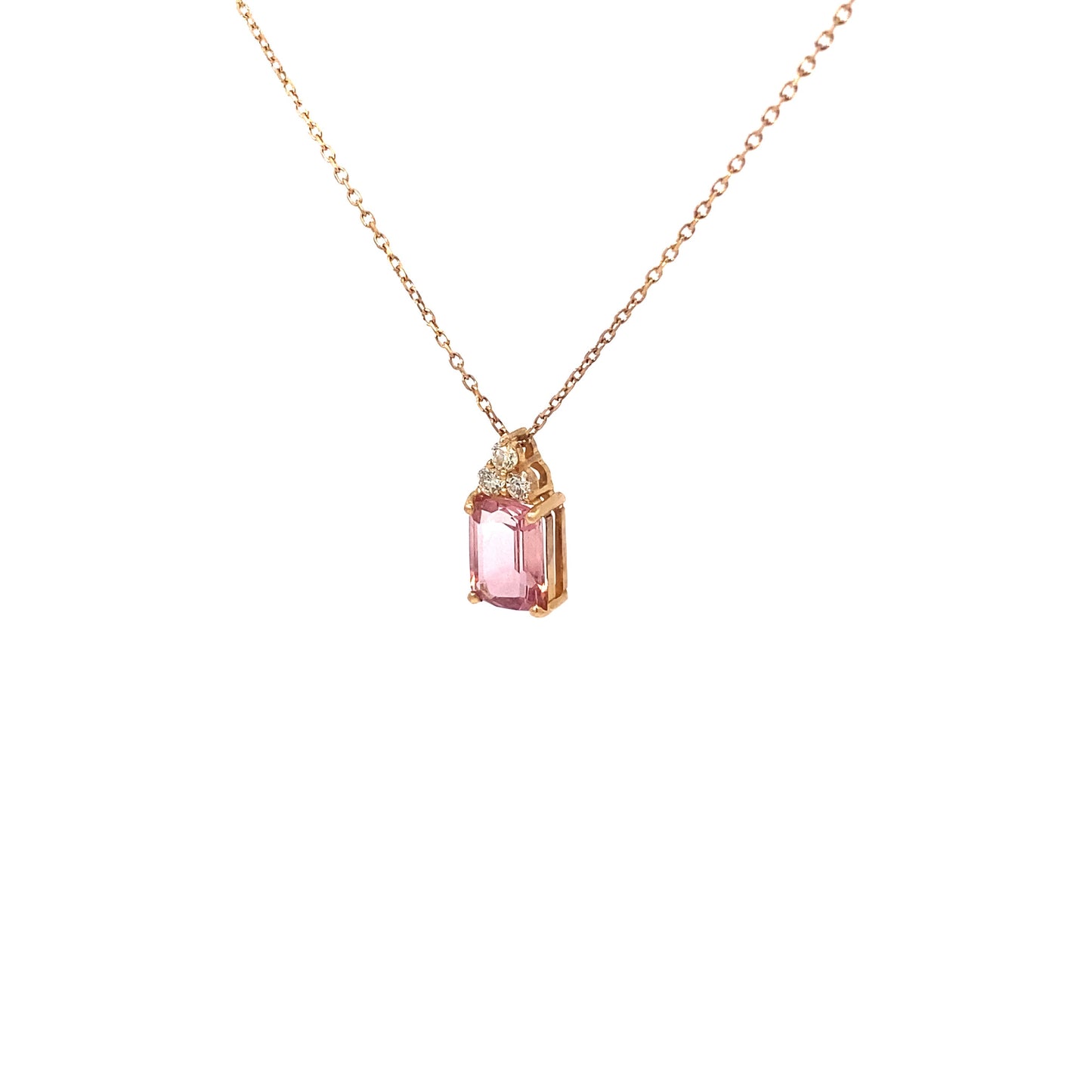 18K Yellow Gold Tourmaline and Diamond Pendant Necklace