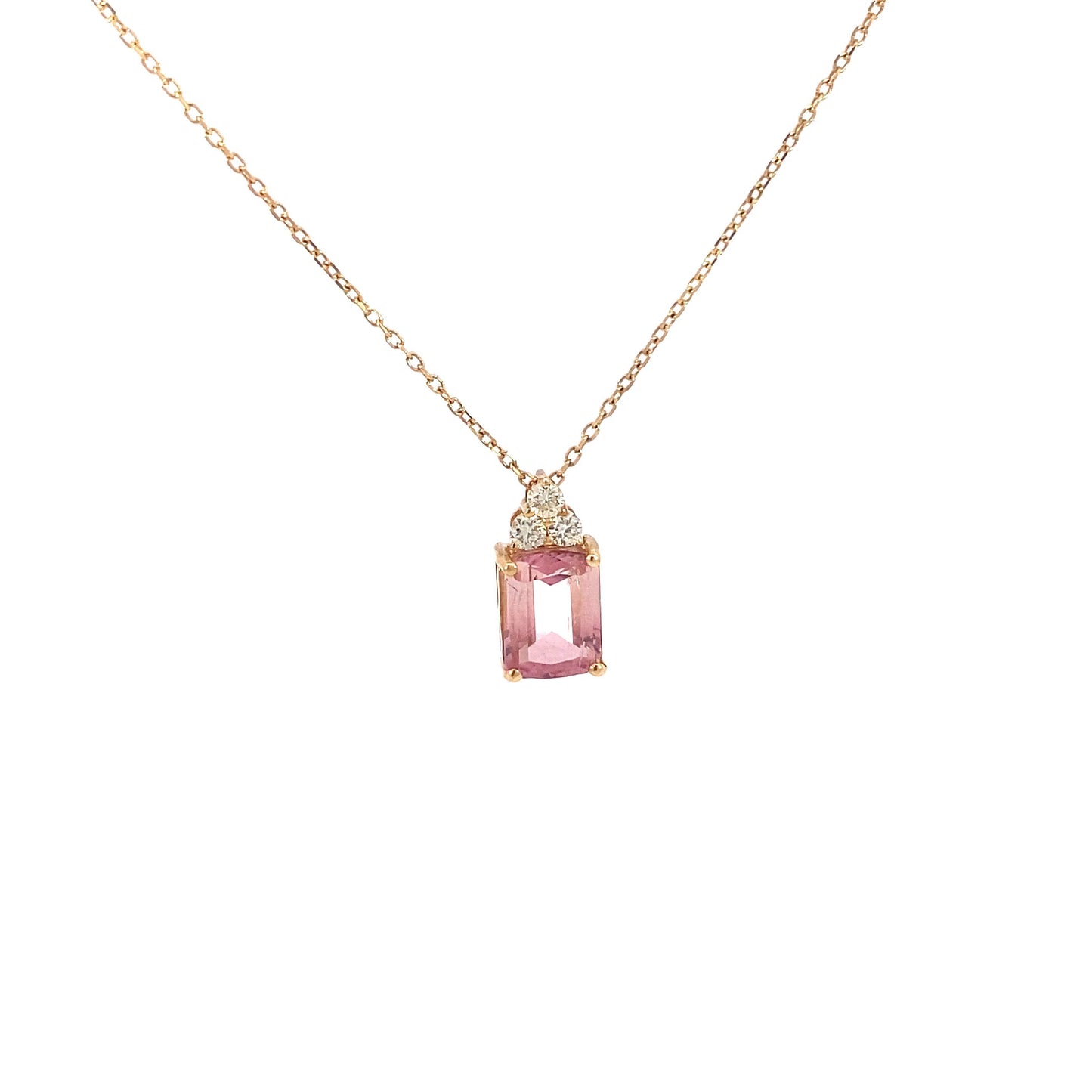 18K Yellow Gold Tourmaline and Diamond Pendant Necklace