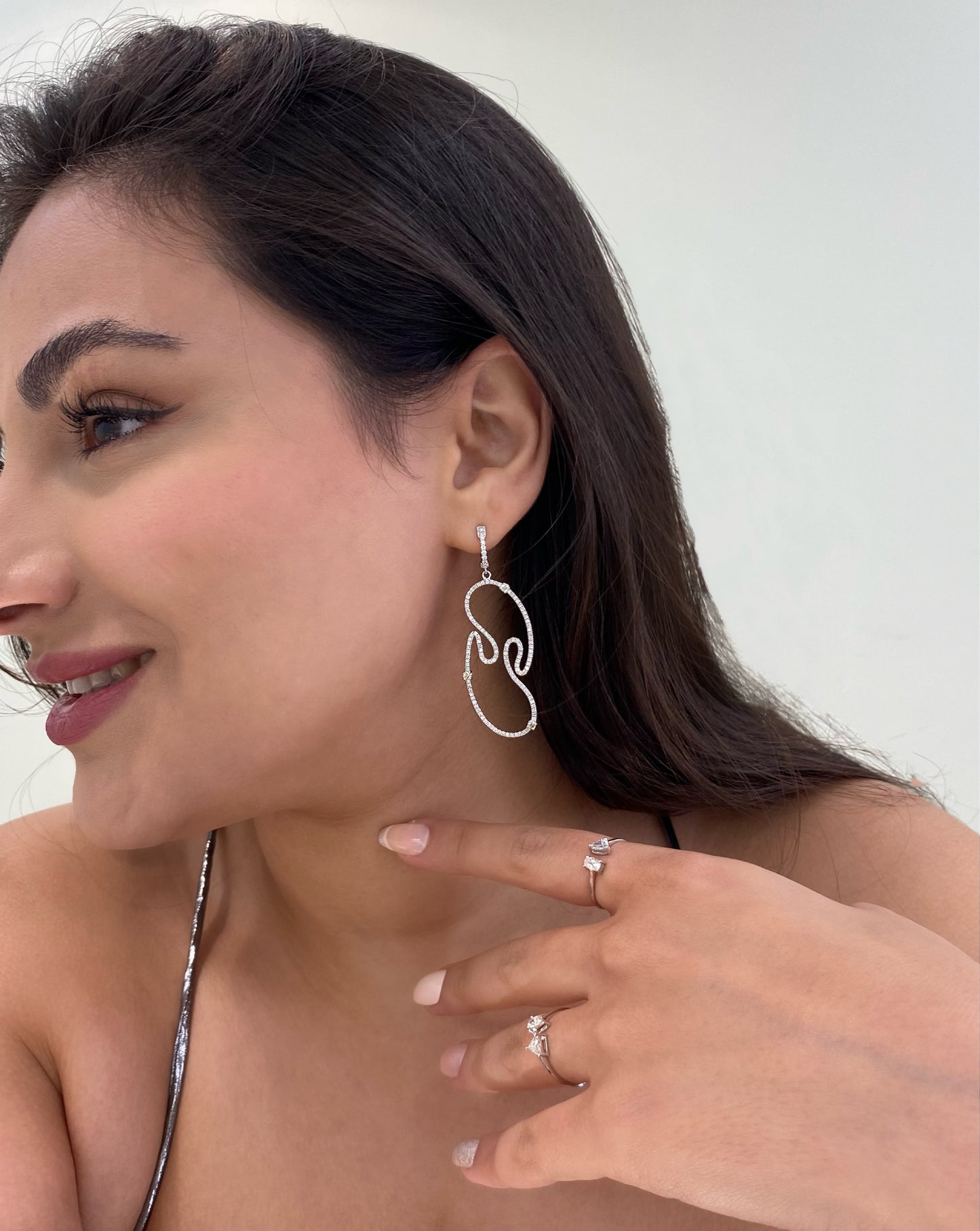 14K White Gold Fancy Diamond Earrings
