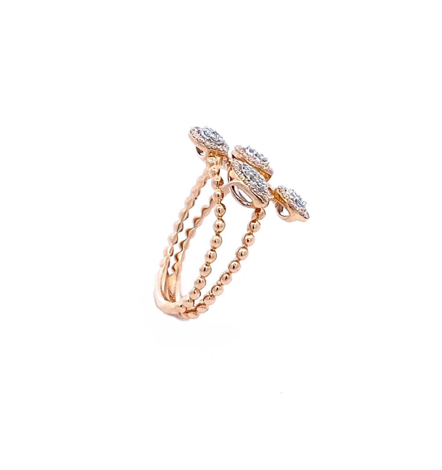 18K Rose Gold Diamond Multi Shape Layer Ring