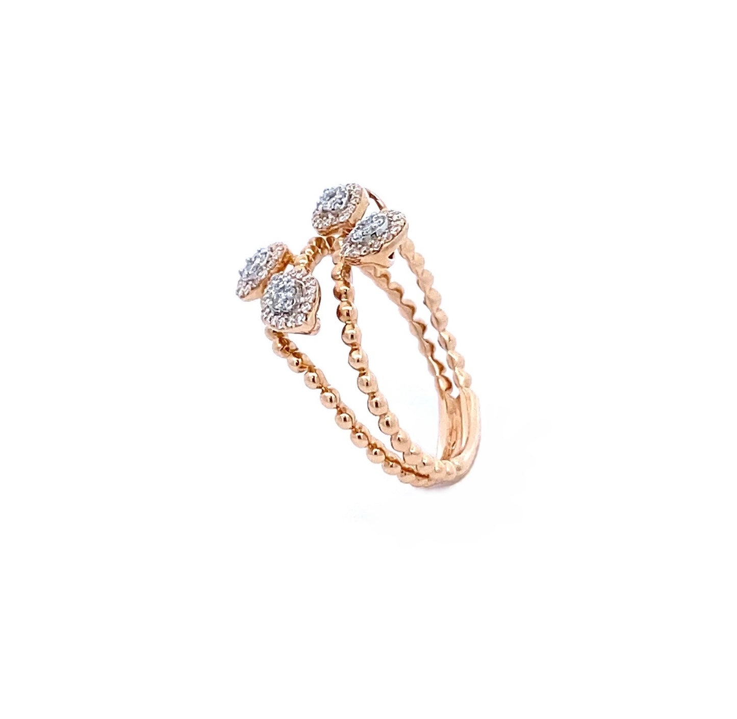 18K Rose Gold Diamond Multi Shape Layer Ring