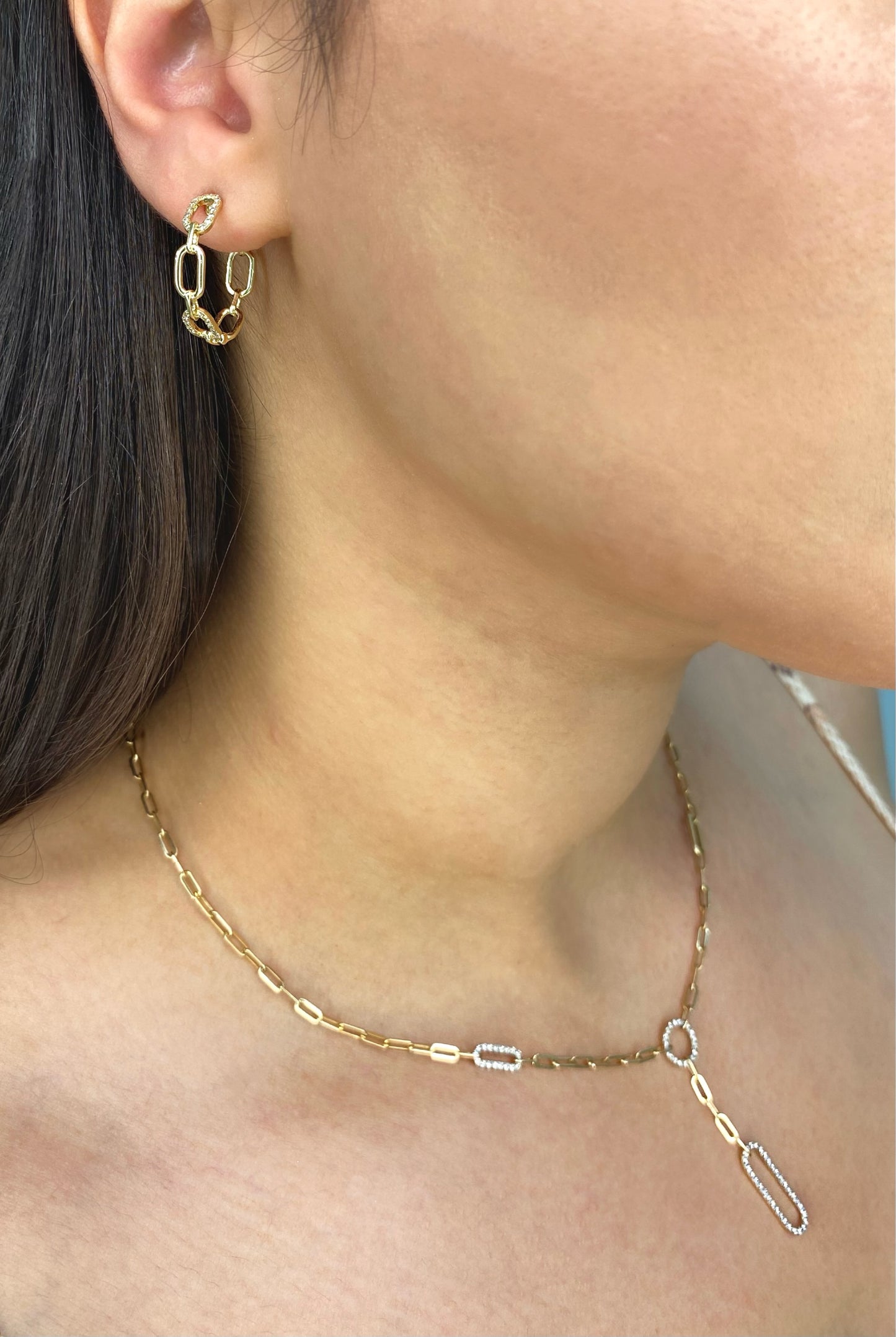 Rectangular Diamond Chain Link Hoops