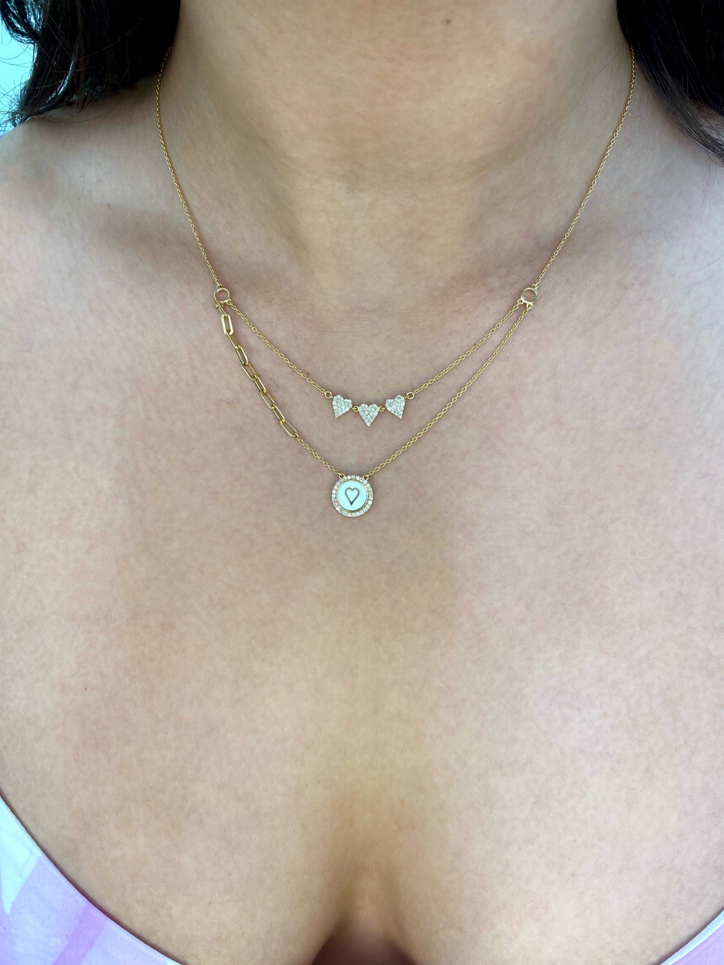 Delicate Joy of My Heart Double Layered Diamond Necklace