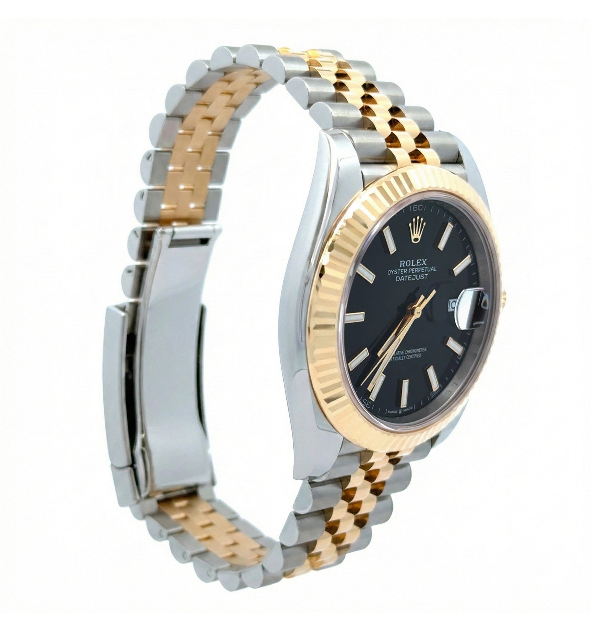 Rolex 41mm Date-Just in Two Tone Yellow Gold Jubilee Band and Black Index Dial New, 126333, classy men watch, Rolex lover. Two tone 18k yellow gold Rolex date just 2