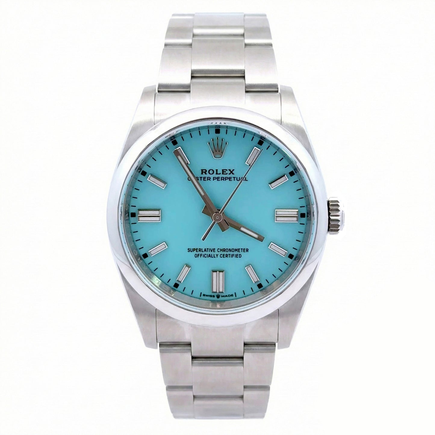 126000 ROLEX OYSTER PERPETUAL 36MM TURQUOISE DIAL OYSTER BRACELET, BLUE TIFFANY ROLEX OP NEW, FULL SET NEW ROLEX, UNISEX ROLEX. 