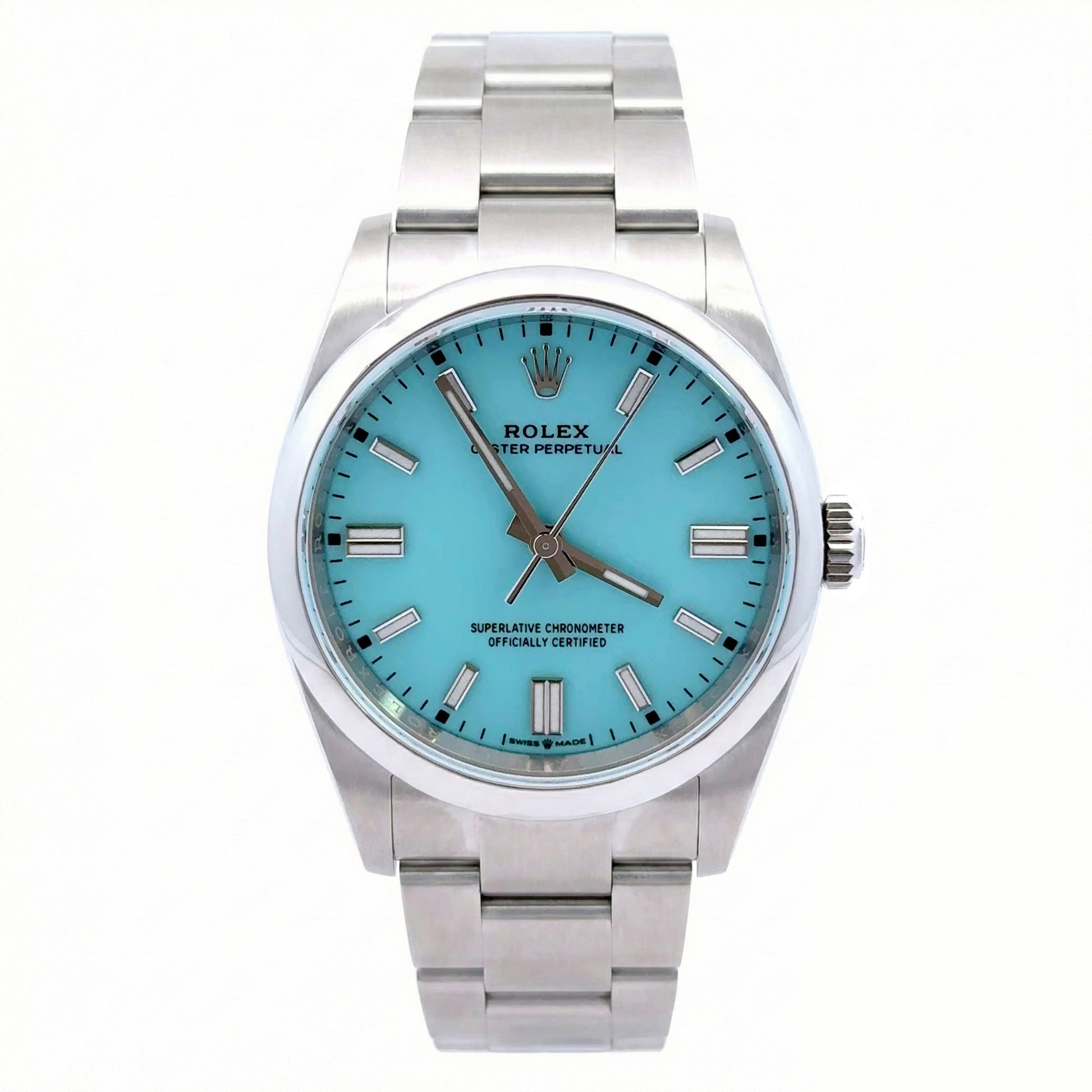 126000 ROLEX OYSTER PERPETUAL 36MM TURQUOISE DIAL OYSTER BRACELET, BLUE TIFFANY ROLEX OP NEW, FULL SET NEW ROLEX, UNISEX ROLEX. 