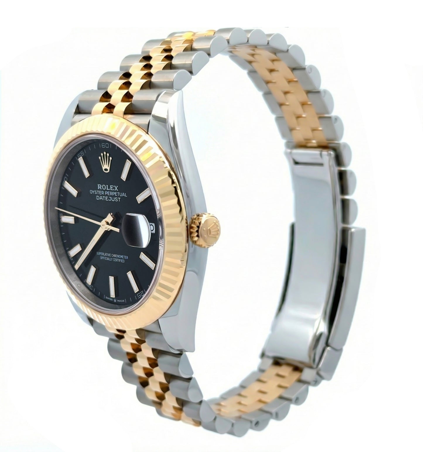 Rolex 41mm Date-Just in Two Tone Yellow Gold Jubilee Band and Black Index Dial New, 126333, classy men watch, Rolex lover. Two tone 18k yellow gold Rolex date just 2