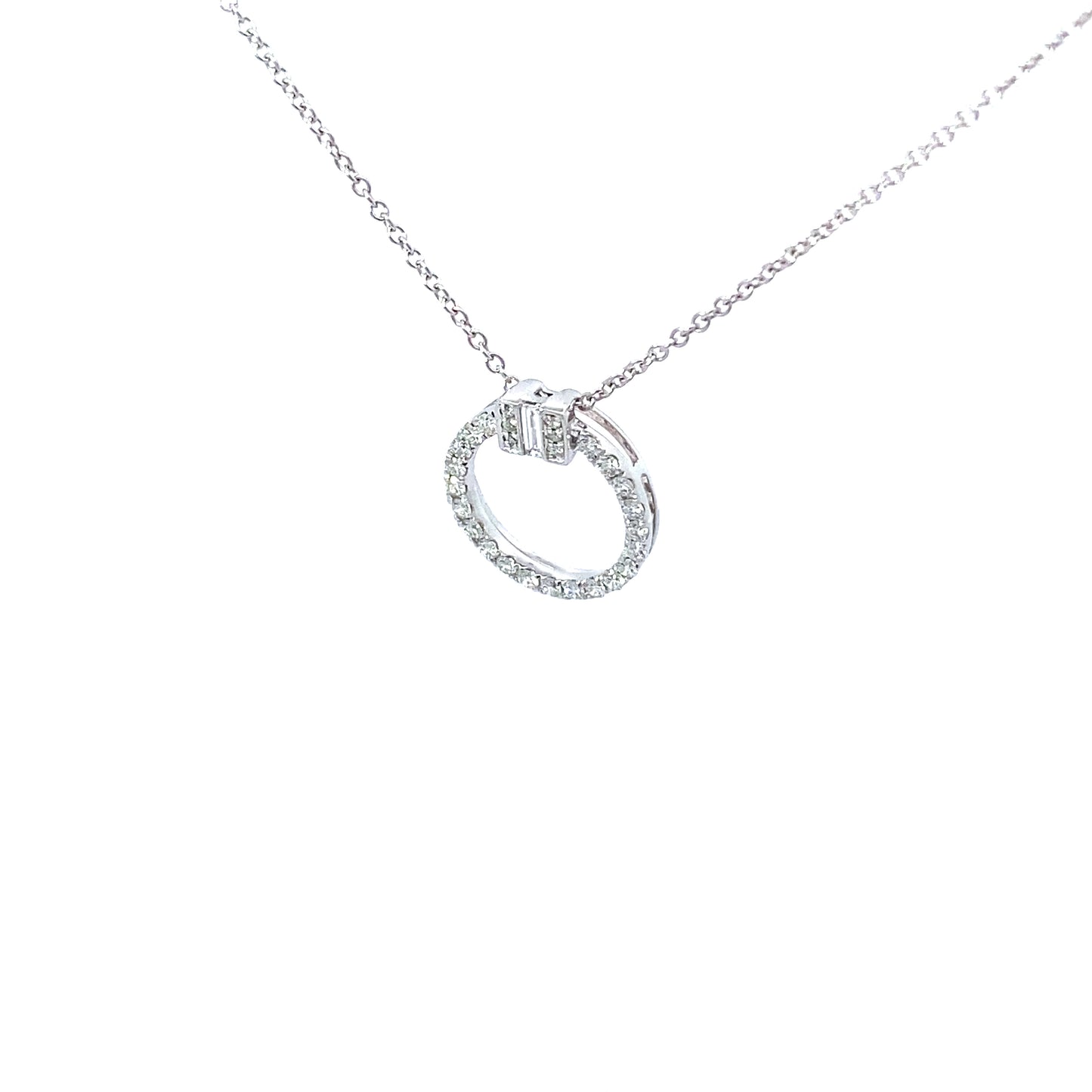18K White Gold Diamond Circle Chain Necklace
