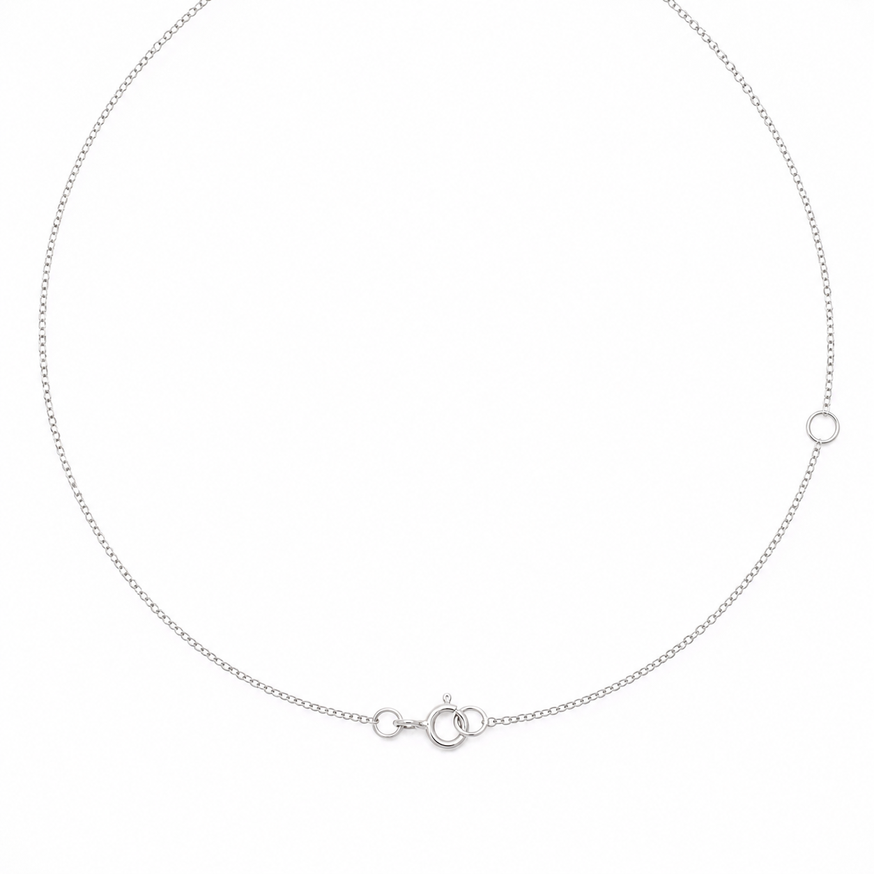 14K Solid White Gold Chain with Oval and Heart shape Baguette Diamond Pendant