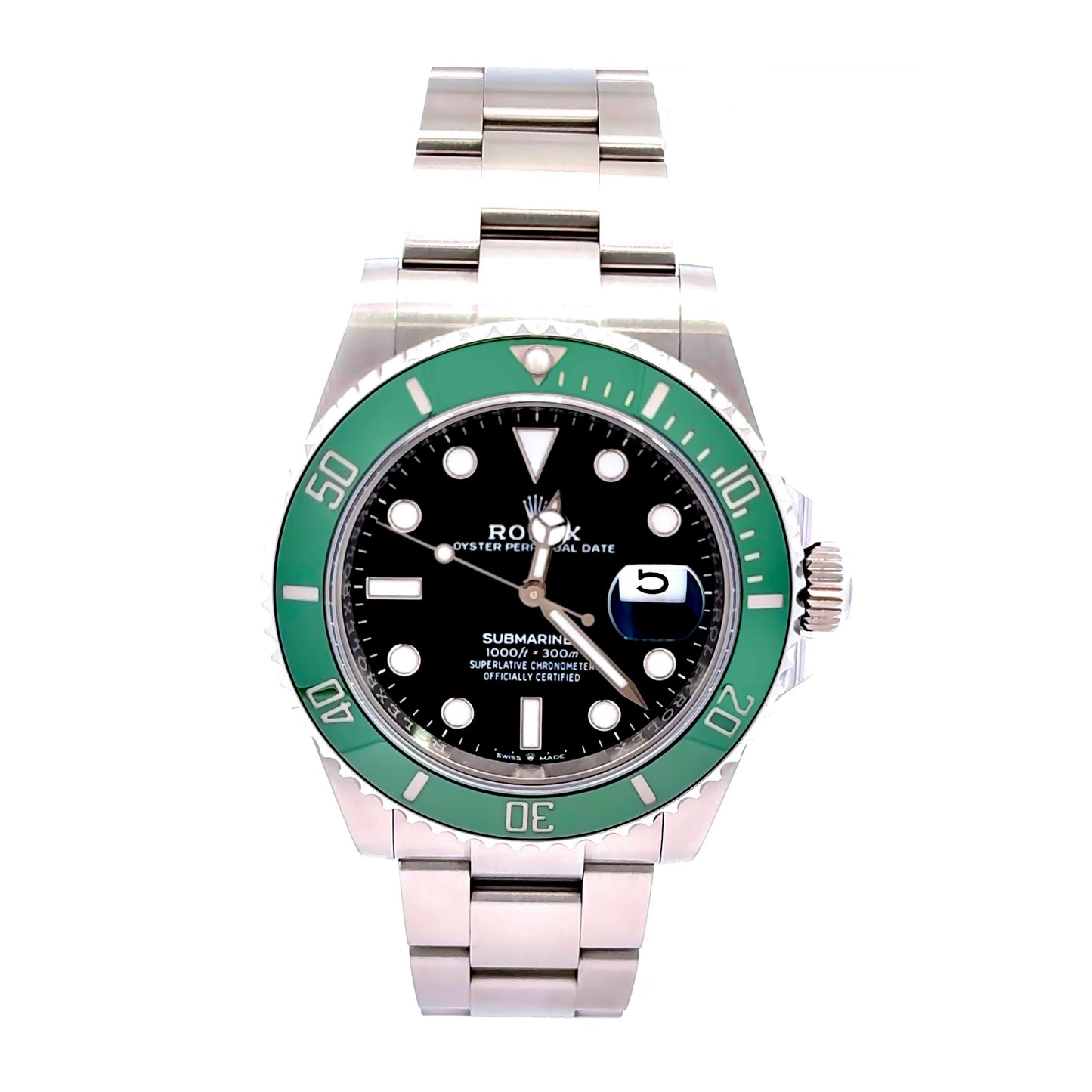 ROLEX SUBMARINER STARBUCKS/KERMIT 41MM BLACK DIAL GREEN BEZEL 126610LV, Rolex submariner, Rolex date, green and black Rolex. 