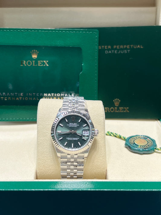 Rolex Datejust 31MM 278274 Mint Green Index with Stainless Steel Jubilee Band