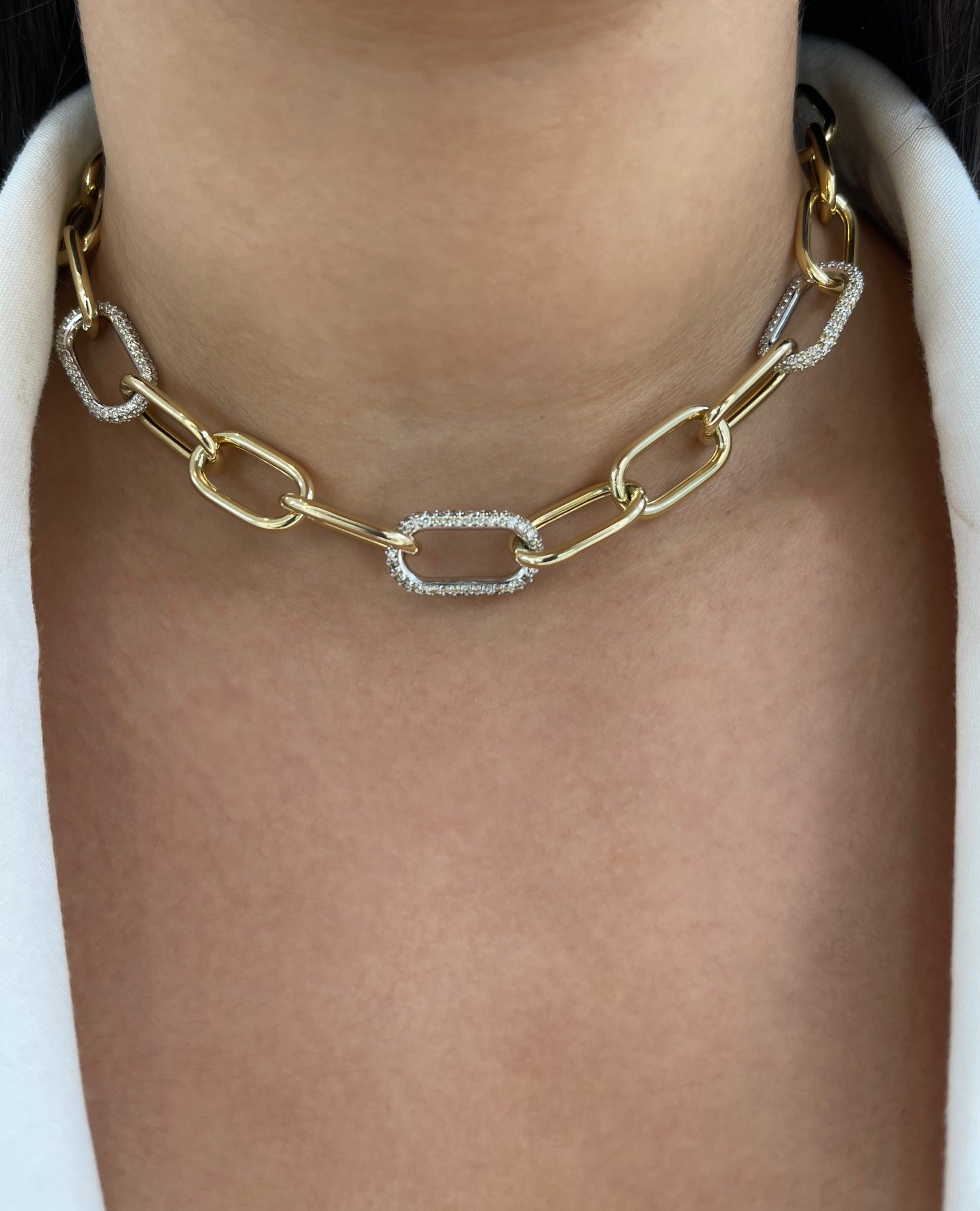 Trendy Diamond Paperclip Necklace