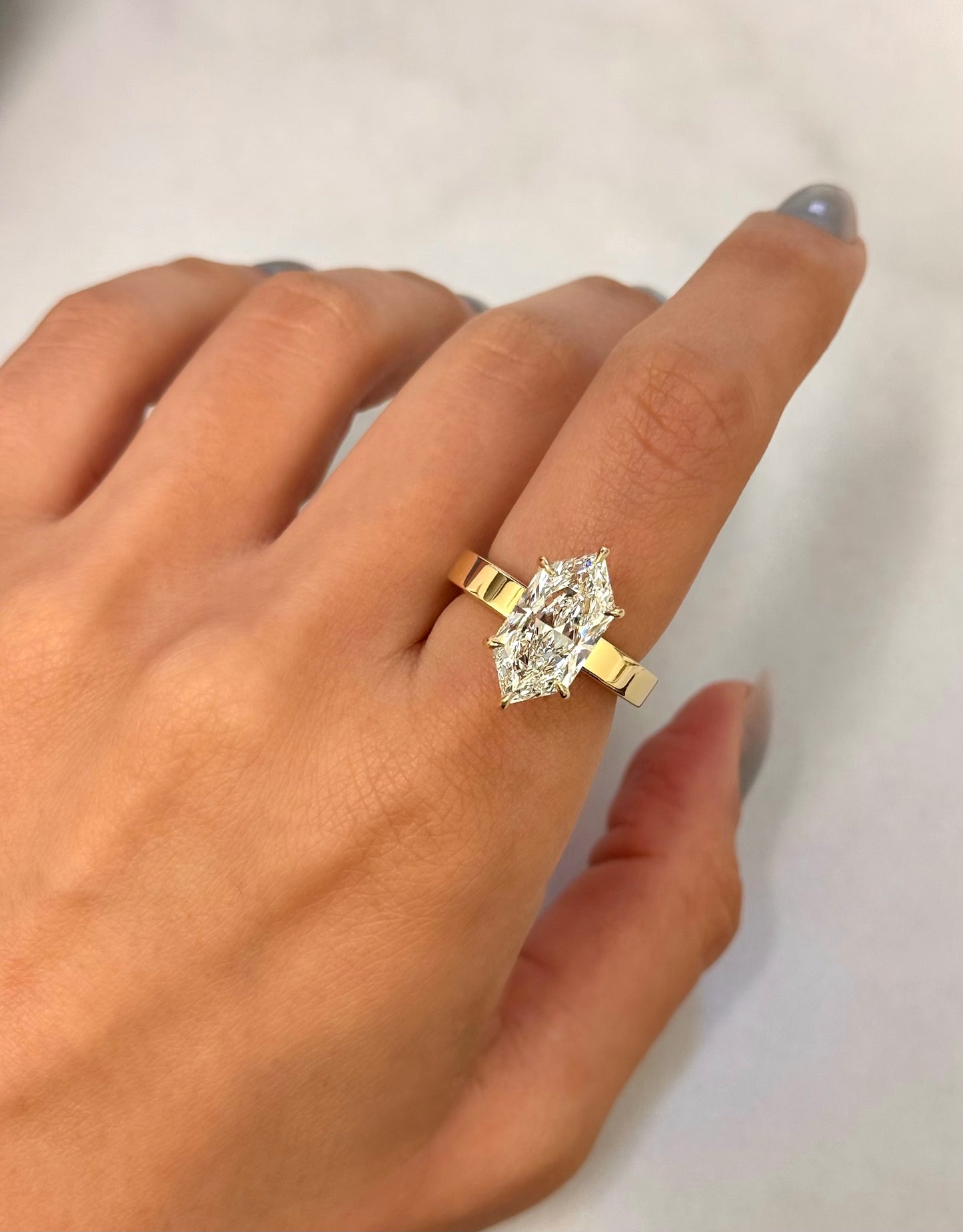 5.60CT Marquise Shape IGI Certified Lab-Grown Diamond with Initials on the Band Engagement Ring