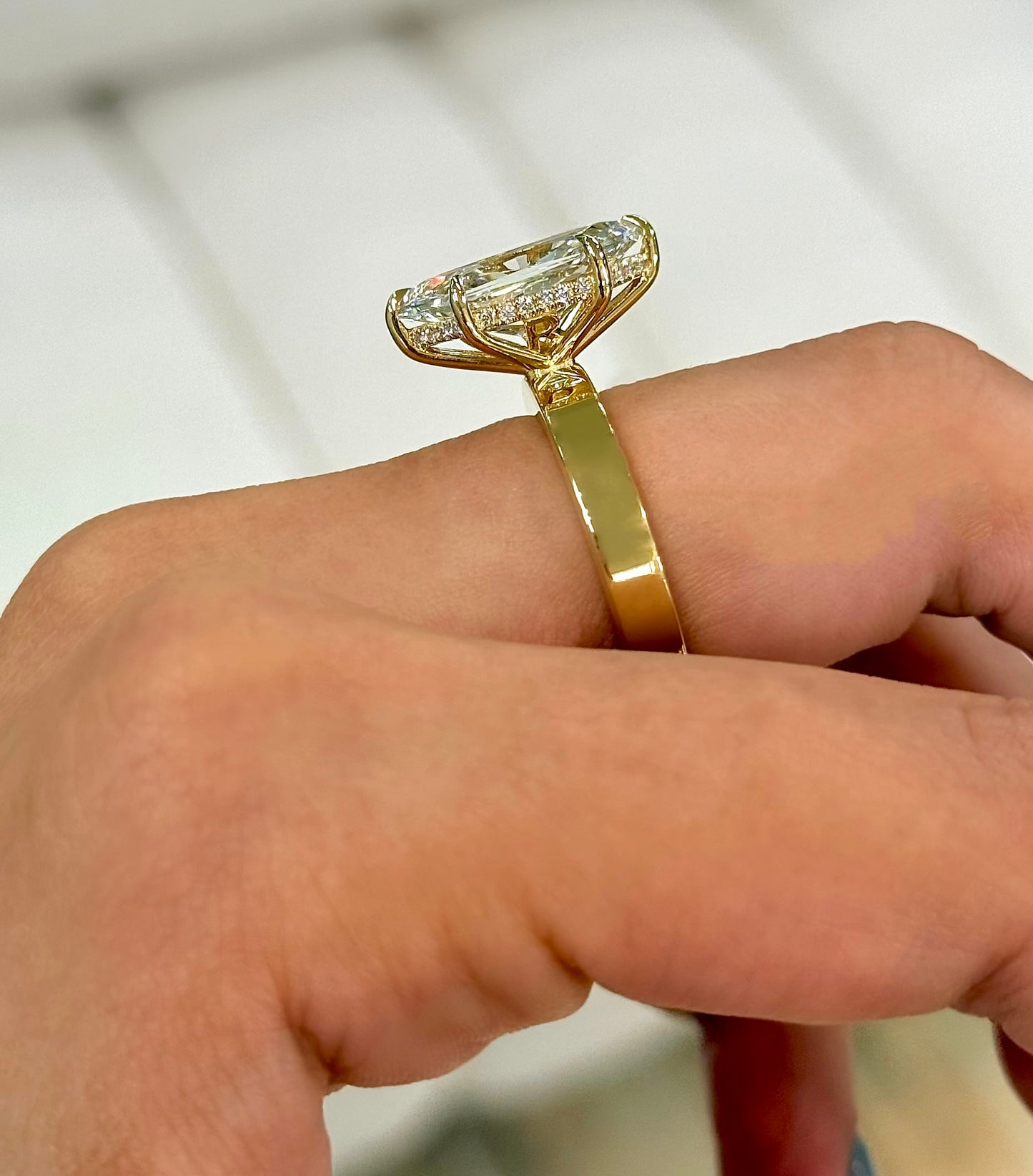 5.60CT Marquise Shape IGI Certified Lab-Grown Diamond with Initials on the Band Engagement Ring