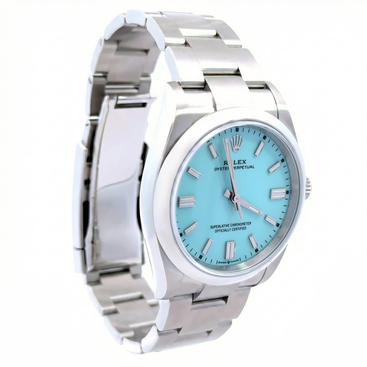 126000 ROLEX OYSTER PERPETUAL 36MM TURQUOISE DIAL OYSTER BRACELET, BLUE TIFFANY ROLEX OP NEW, FULL SET NEW ROLEX, UNISEX ROLEX. 