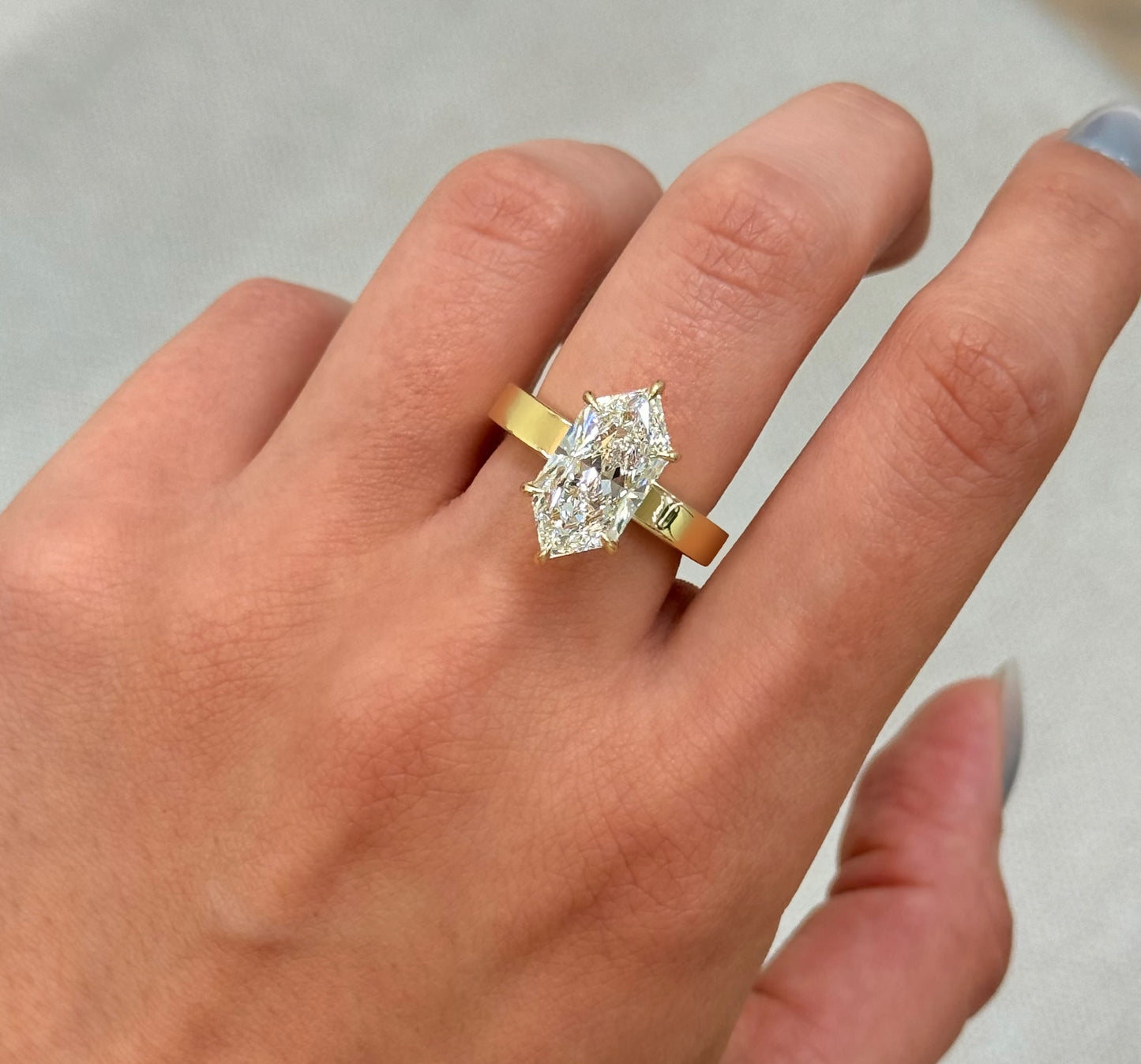 5.60CT Marquise Shape IGI Certified Lab-Grown Diamond with Initials on the Band Engagement Ring