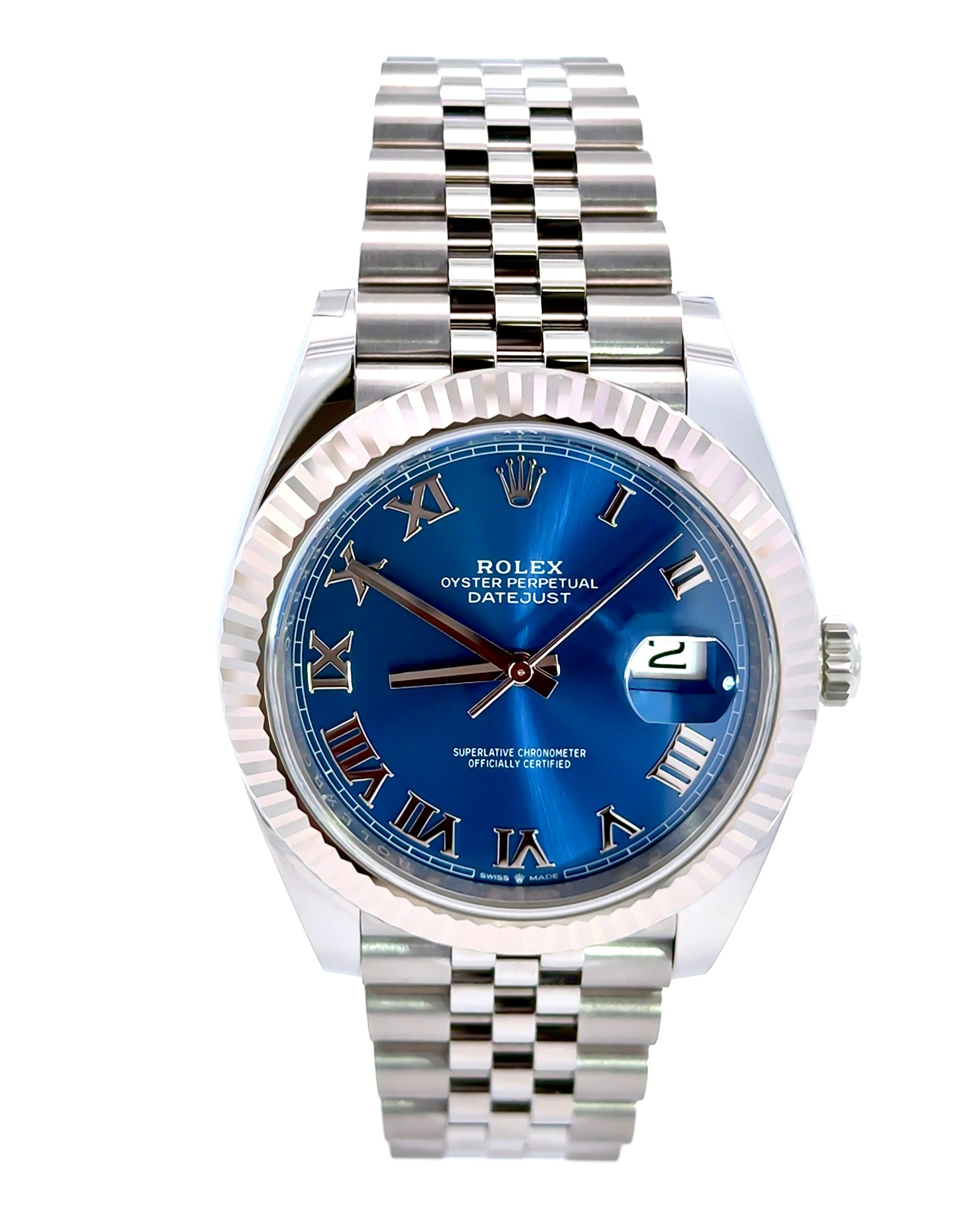 Rolex Date Just 41mm 126334 Blue Roman Numeral Dial with Stainless Steel Jubilee Band New, DATE just 2, date just II