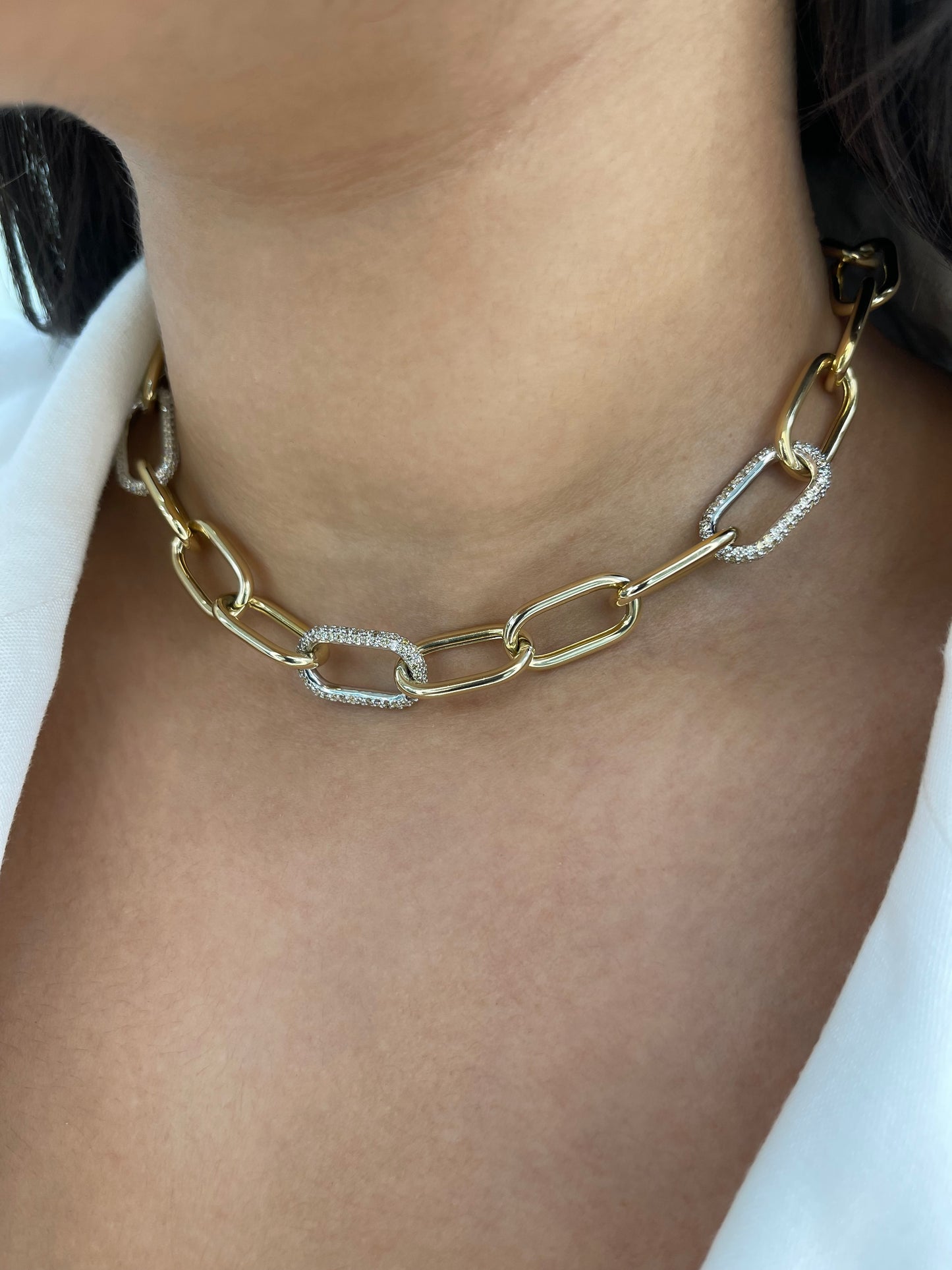 Trendy Diamond Paperclip Necklace