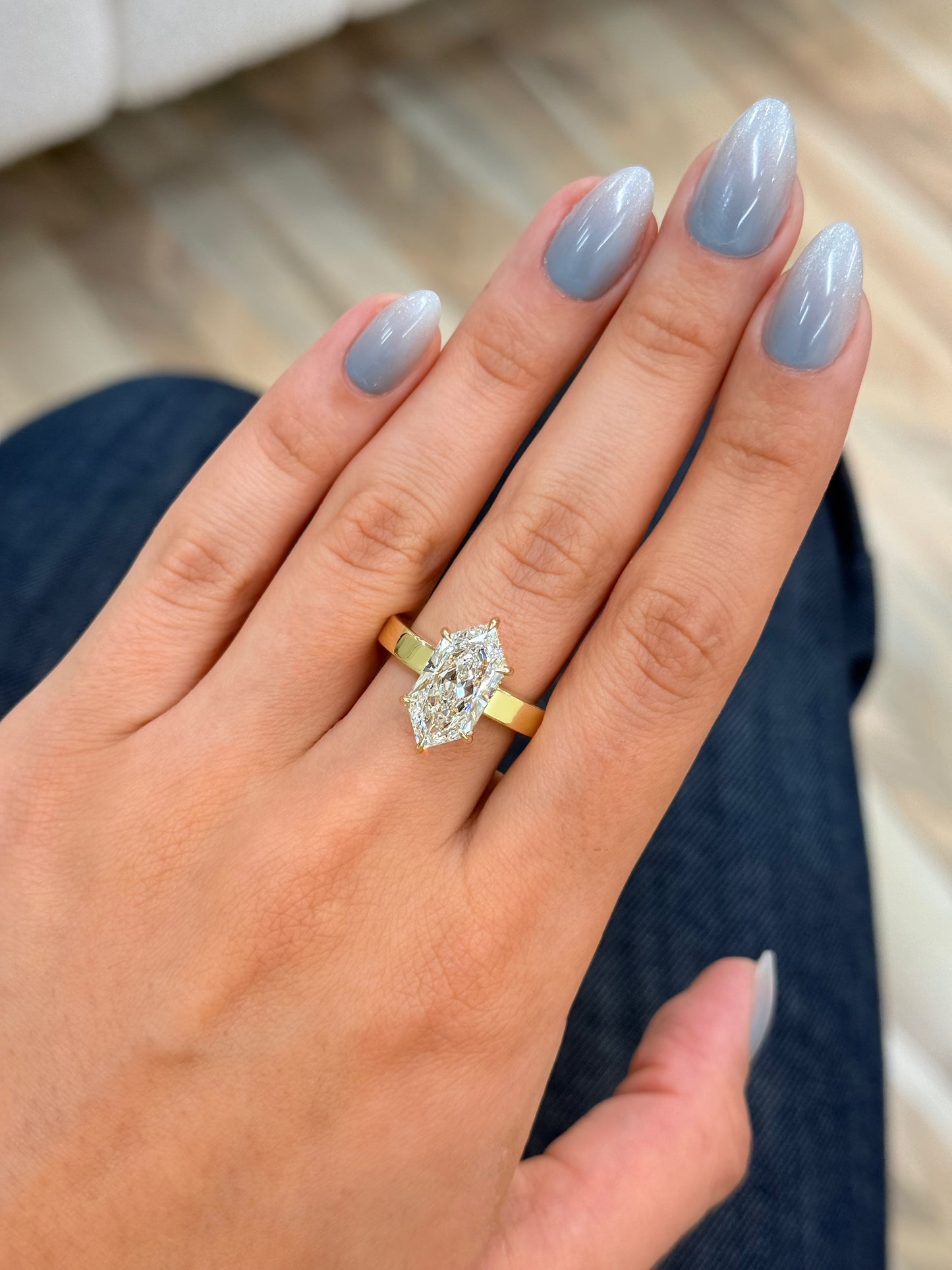 5.60CT Marquise Shape IGI Certified Lab-Grown Diamond with Initials on the Band Engagement Ring