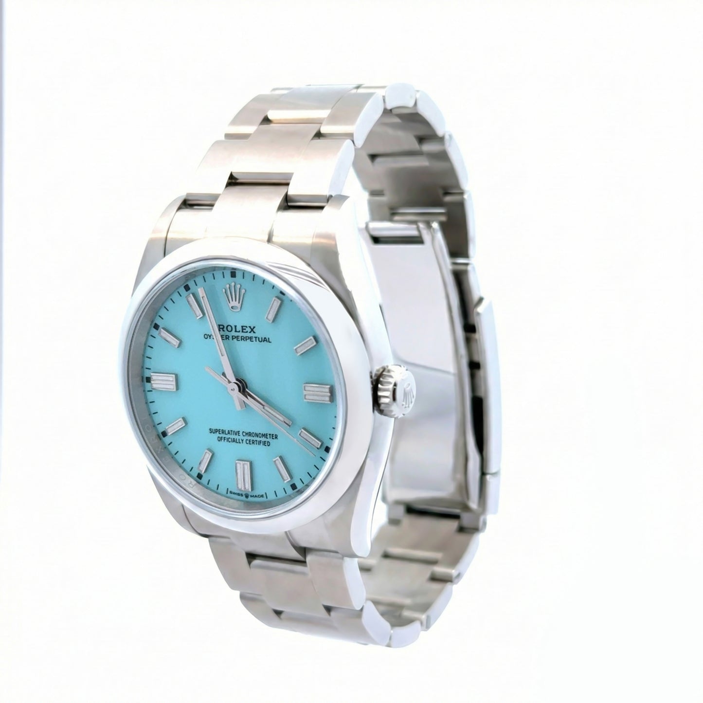 126000 ROLEX OYSTER PERPETUAL 36MM TURQUOISE DIAL OYSTER BRACELET, BLUE TIFFANY ROLEX OP NEW, FULL SET NEW ROLEX, UNISEX ROLEX. 