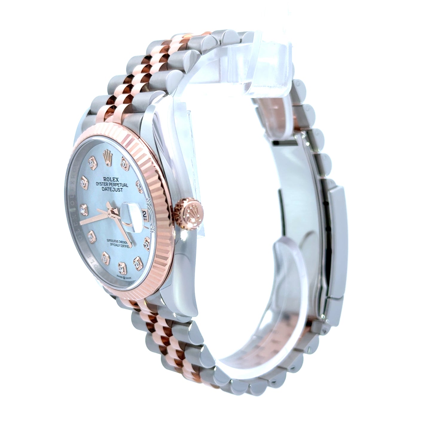 Rolex Datejust 36MM 126231 Jubilee Steel & 18K Rose Gold MOP Diamond Dial, Two tone Rolex with jubilee band and fluted bezel and mother of pearl diamond dial new 2026 
