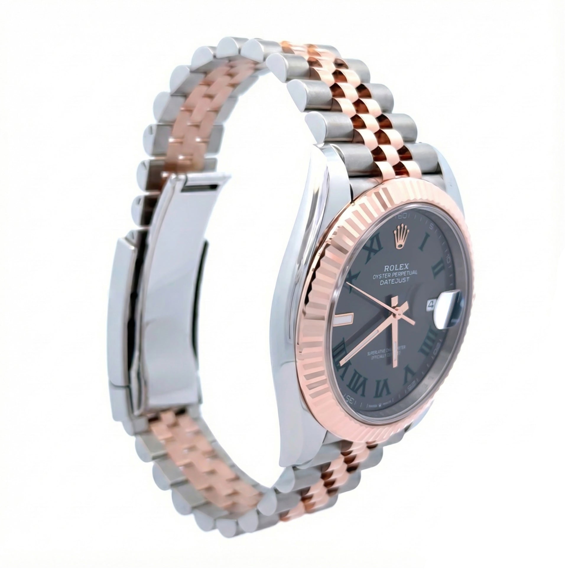 126331 Date Just 2 Rolex 41mm, Stainless steel and 18K rose gold, Wimbledon dial, new 2025. Classy Watch. Jubilee band. Fluted Bezel. 