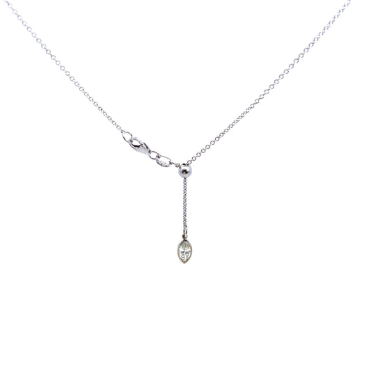 14K White Gold Marquise Diamond Bezel Set with Adjustable Chain Necklace