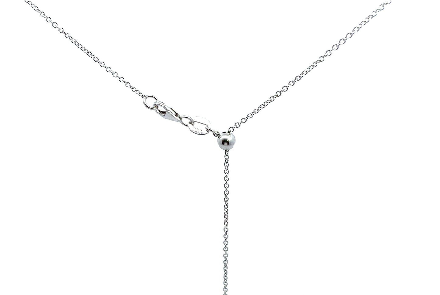 14K White Gold Marquise Diamond Bezel Set with Adjustable Chain Necklace