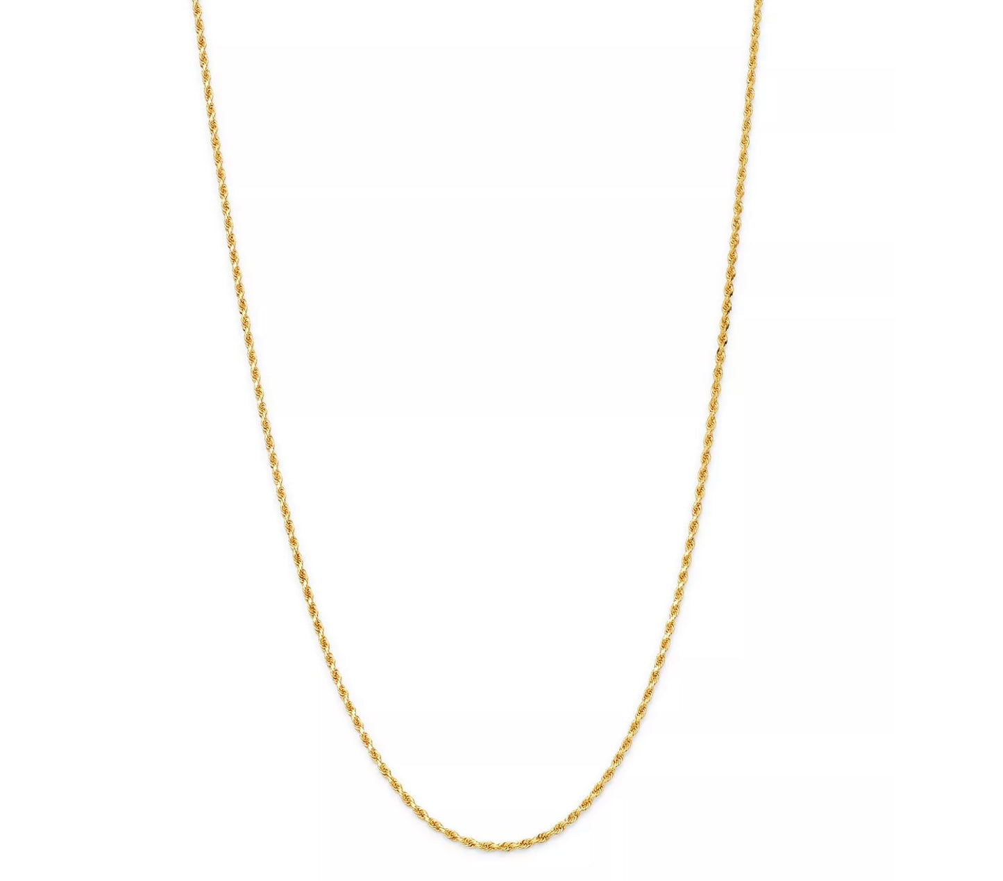 Solid Rope Link Chain Necklace in 14K Yellow Gold