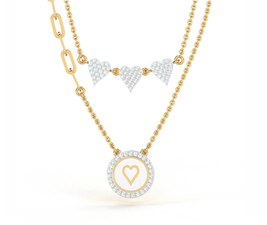 Delicate Joy of My Heart Double Layered Diamond Necklace