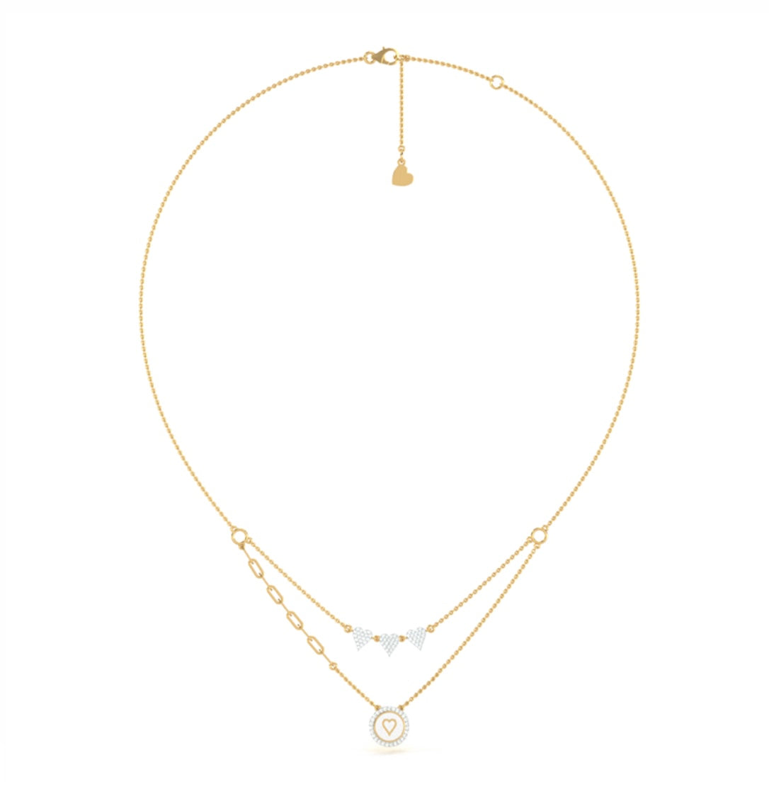 Delicate Joy of My Heart Double Layered Diamond Necklace