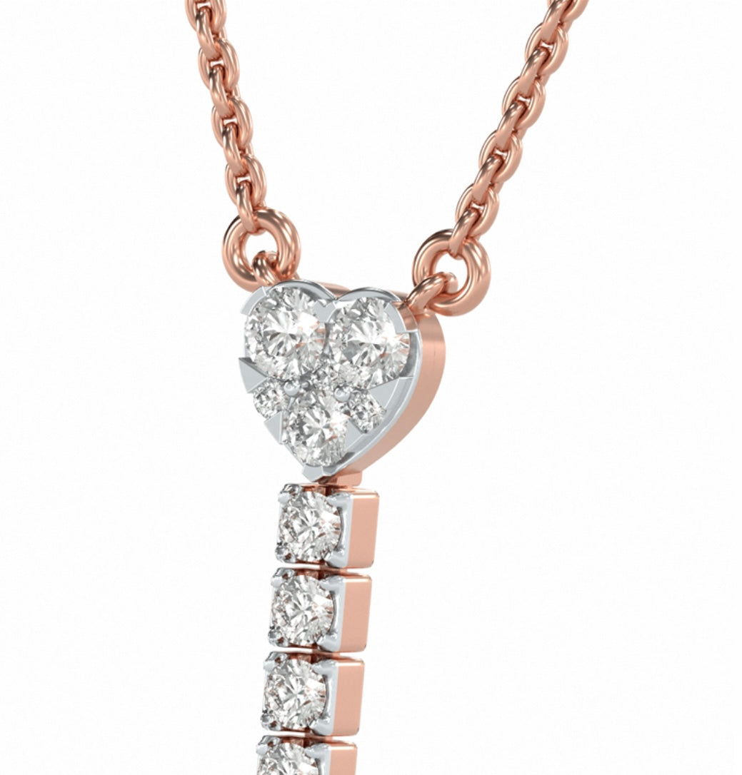 Sparkling Heart Diamond Long Drop Enamel Necklace