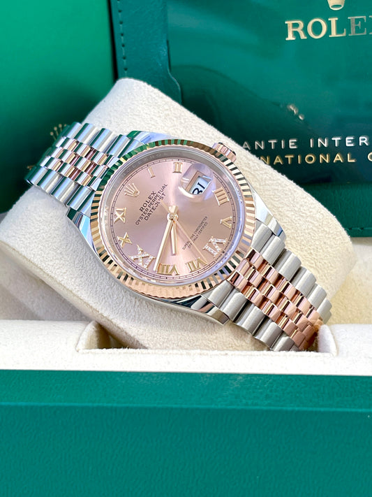 126231 Two Tone 18K Rose gold and Stainless Steel 36mm Rolex, Date Just Rolex, 36mm TT rose Rolex, Rolex Lover, Date just 36/ Rose Gold diamond dial/ 