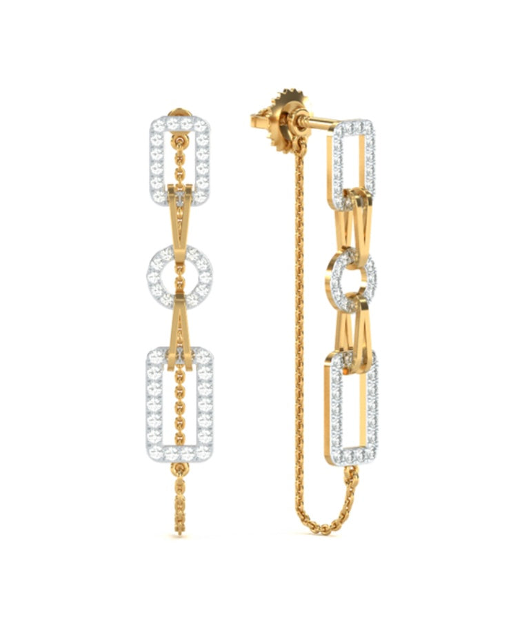 Interlink Diamond Link Chain Danglers Earrings