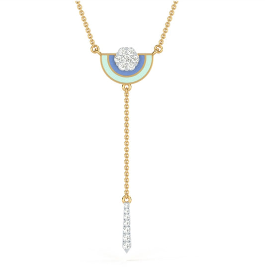 Fantasy Half Circular Diamond Bloom Dangling Bar Necklace