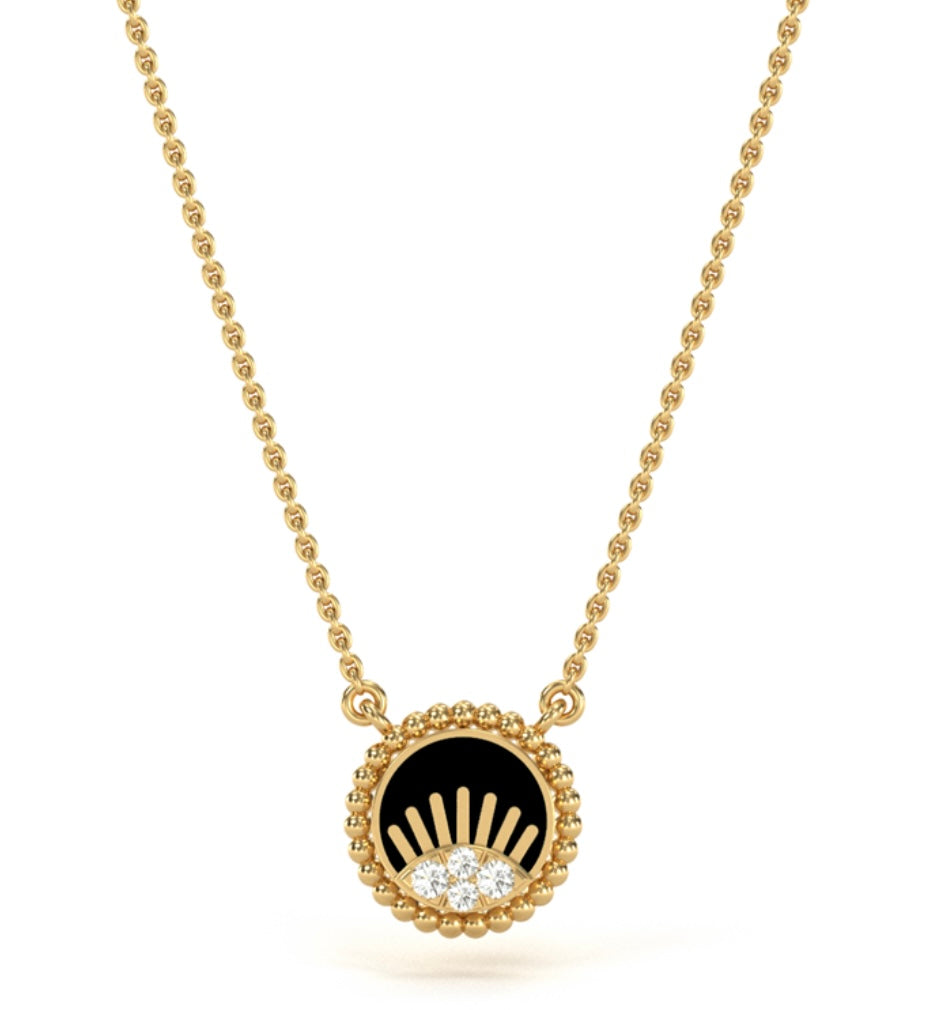 The Sparkling Sun & Moon Spheroid Diamond Necklace