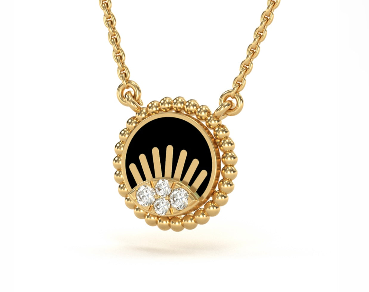 The Sparkling Sun & Moon Spheroid Diamond Necklace