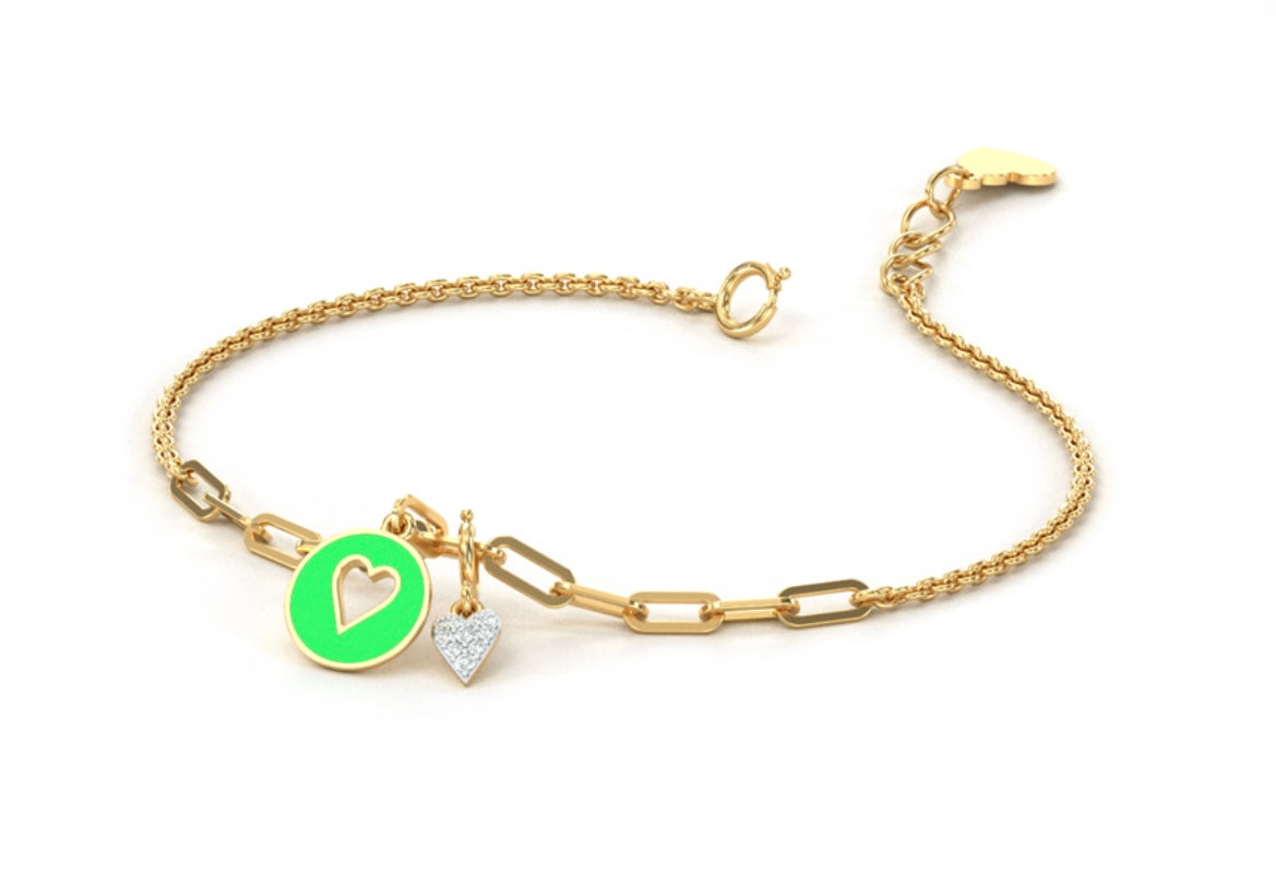 Admire Diamond Love Heart Chain Link Bracelet