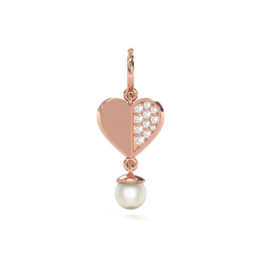 Heart Pearl Drop Diamond Charm