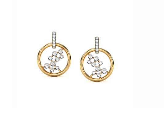 Bezel Set Hollow Diamond Drop Earrings