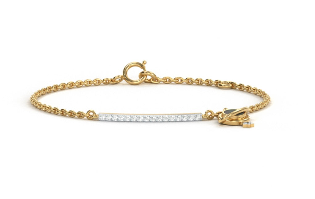 14K Yellow Gold Diamond Bracelet with Dangling World Charm