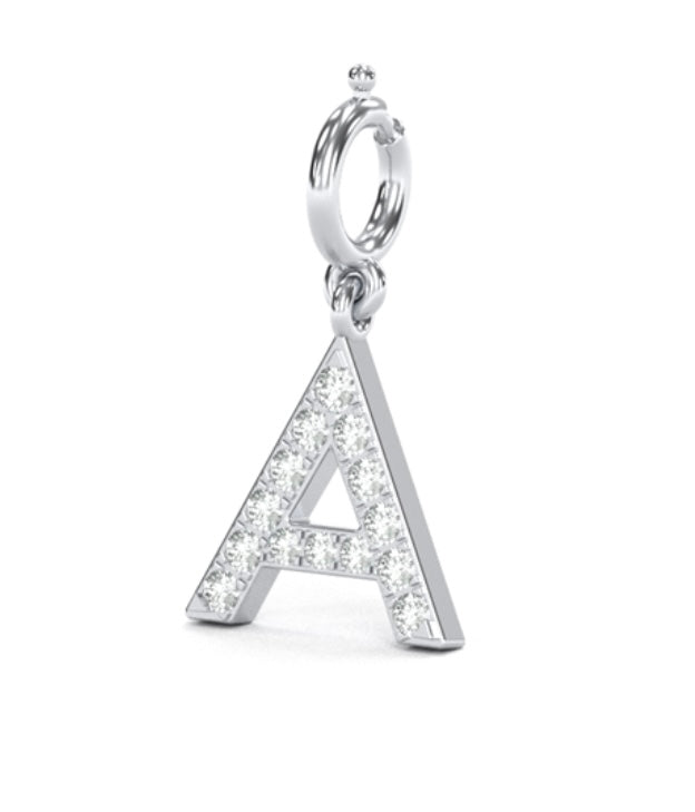 8mm Diamond Initial Charm "A"