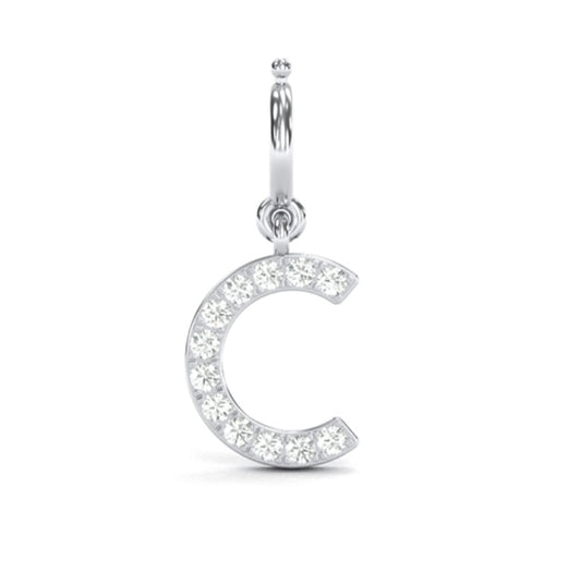 8mm Diamond Initial Charm "C"